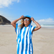 Adult Poncho - Quick Dry Hooded Towel - Bondi Blue - GRS Certified