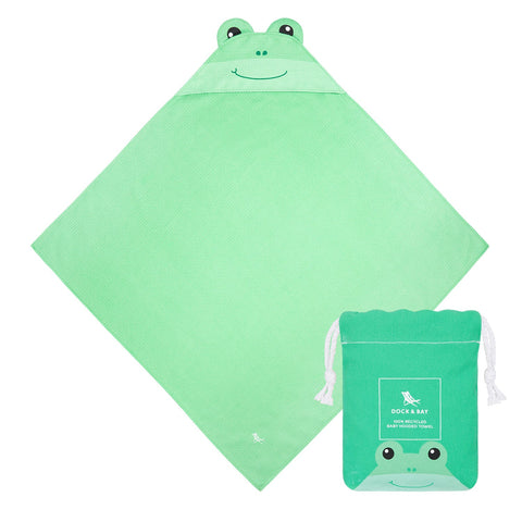 Dock & Bay Baby Hooded Towels - Frankie Frog - Outlet
