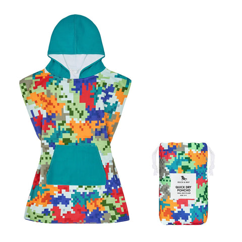 Dock & Bay Poncho - Kids - Camo Cubes - GRS Certified - Outlet